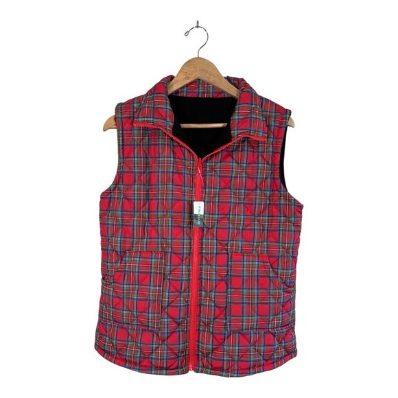 Top It Off Jackets & Blazers - TOP IT OFF Reversible Red Plaid Quilted Puffer Vest Jacket NWT